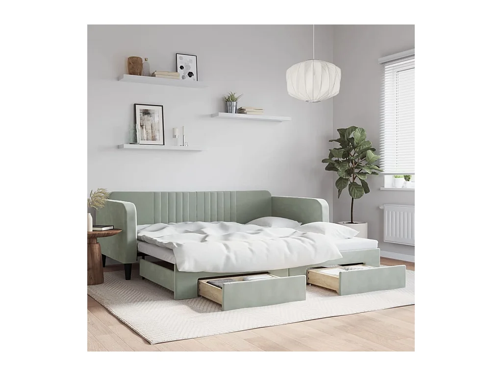 Lit de jour avec gigogne et tiroirs sans matelas 100x200 cm