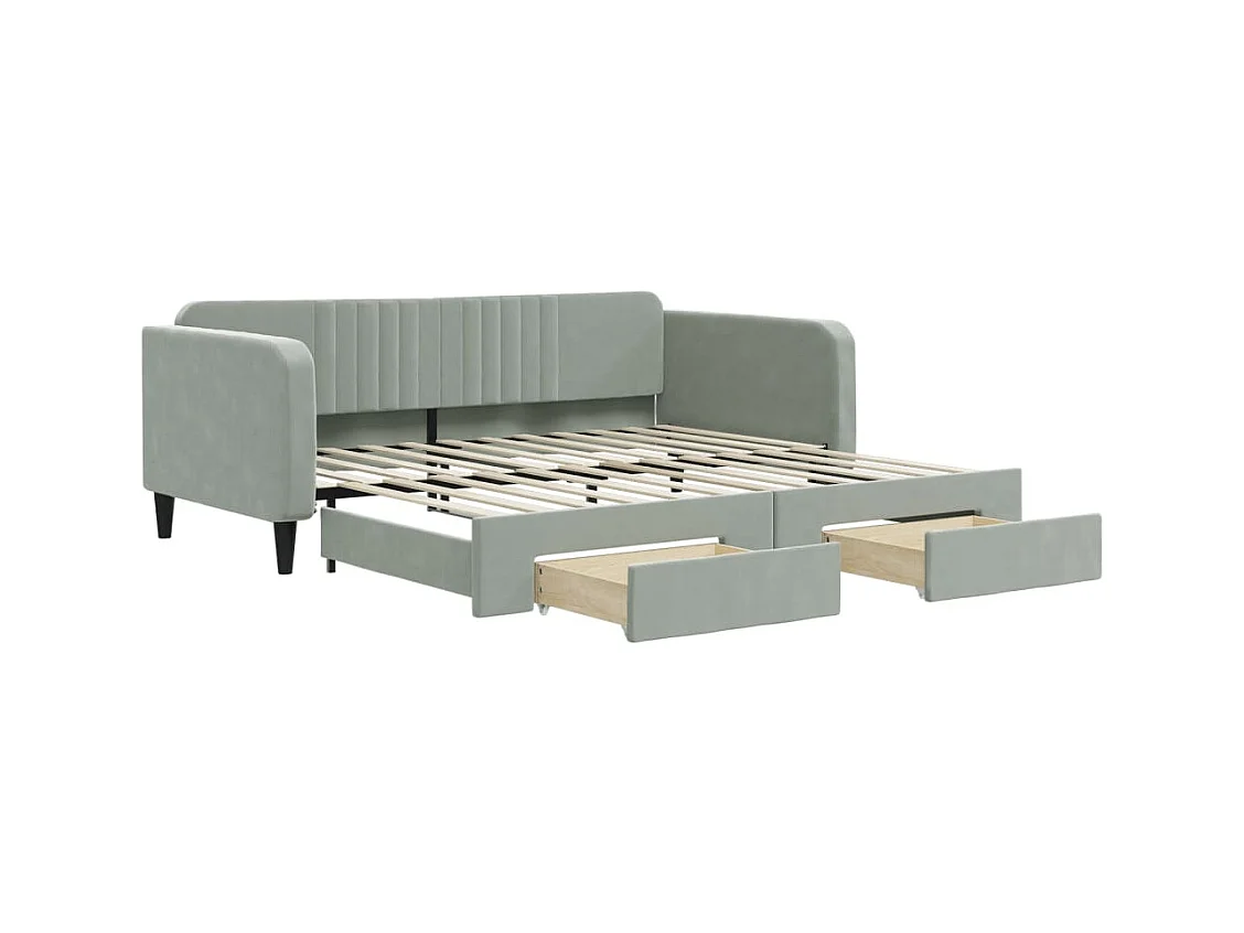 Lit de jour avec gigogne et tiroirs sans matelas 100x200 cm