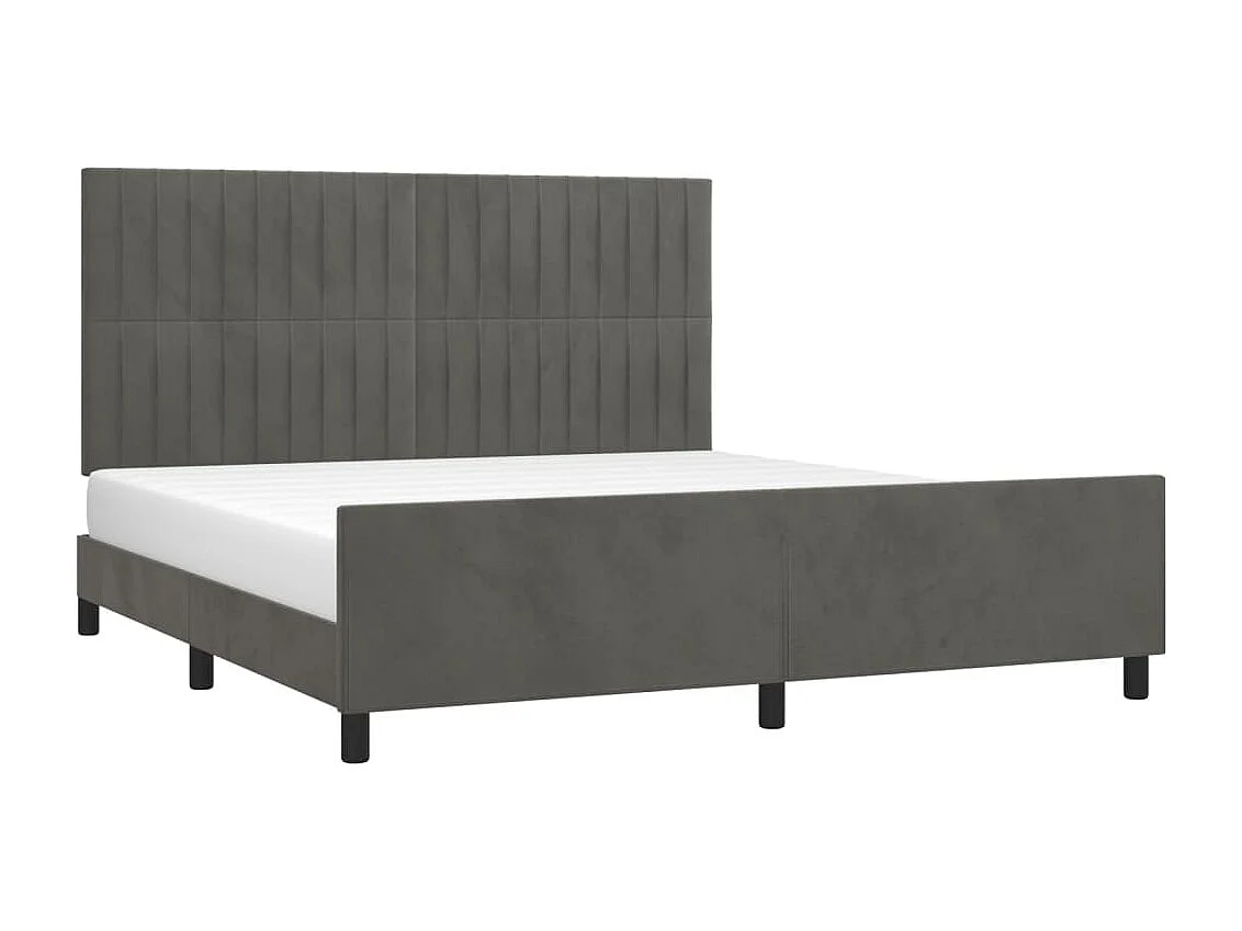 Cadre de lit sans matelas gris foncé 160x200 cm velours