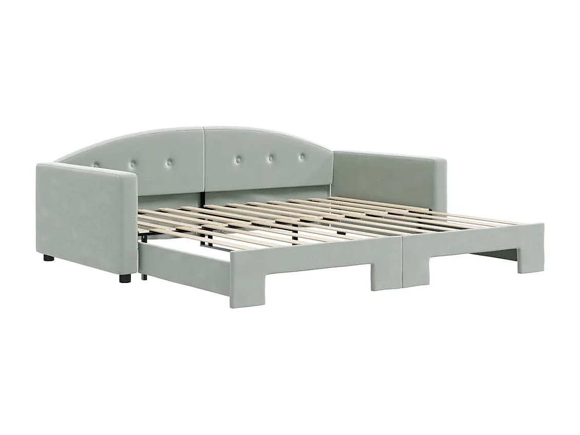 Lit de jour avec gigogne sans matelas gris clair 100x200 cm