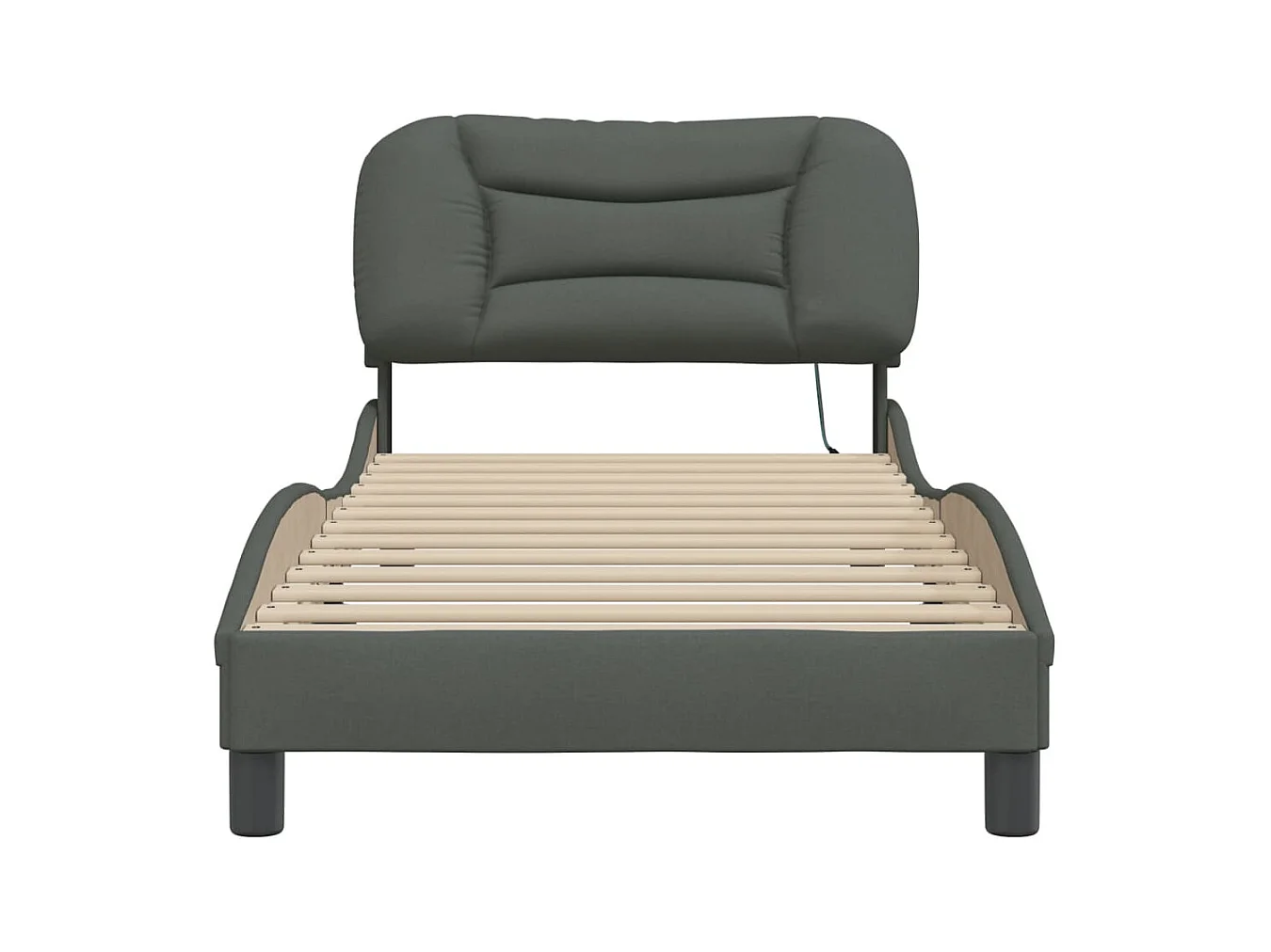 Cadre de lit avec LED sans matelas gris foncé 90x200 cm tissu