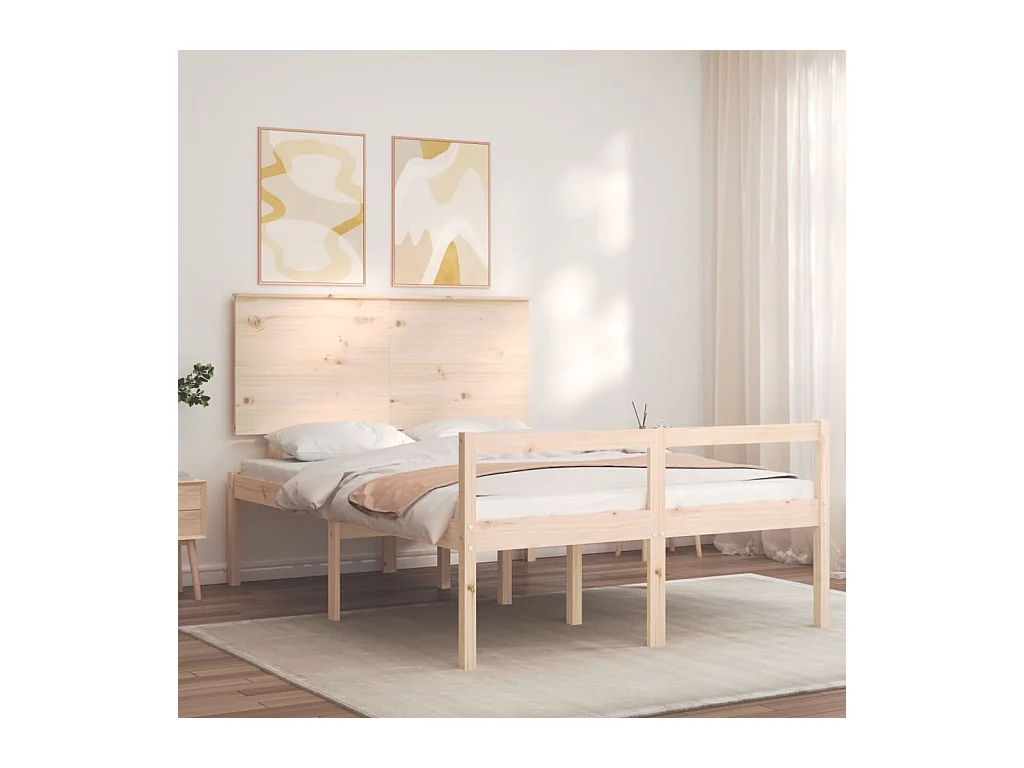 Lit pour personne âgée sans matelas 140x190 cm bois massif