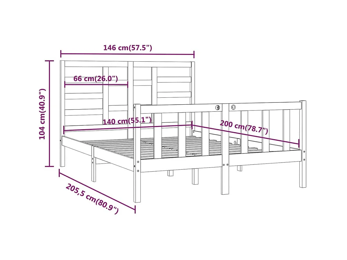 Bedframe zonder matras wit 140x200 cm massief grenenhout