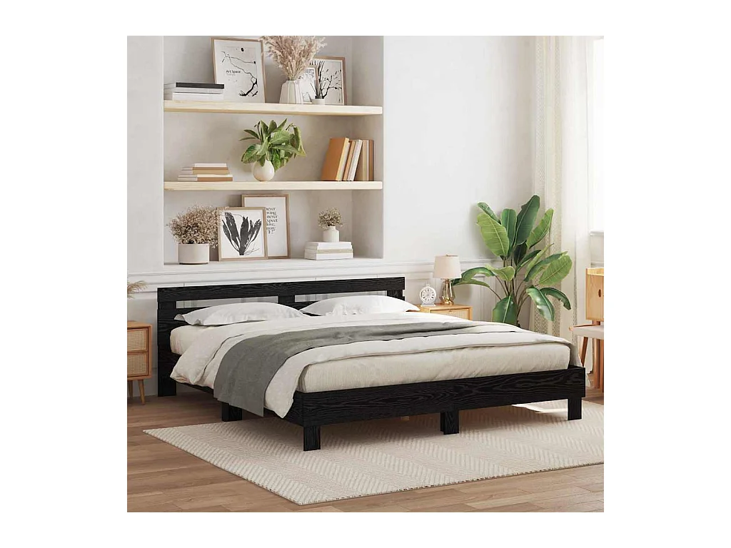 Cadre de lit Chêne noir 200 x 200 cm Bois d'ingénierie