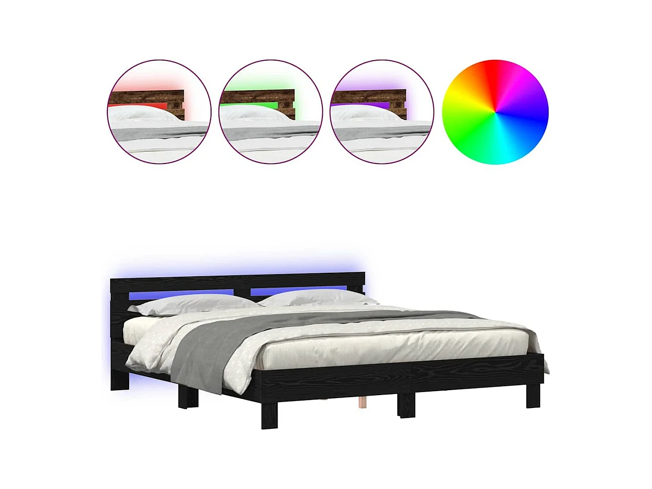 Cadre de lit Chêne noir 200 x 200 cm Bois d'ingénierie