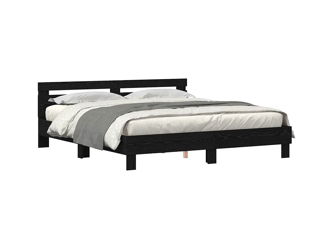 Cadre de lit Chêne noir 200 x 200 cm Bois d'ingénierie
