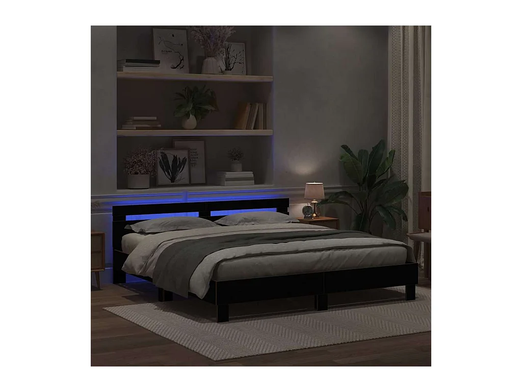 Cadre de lit Chêne noir 200 x 200 cm Bois d'ingénierie