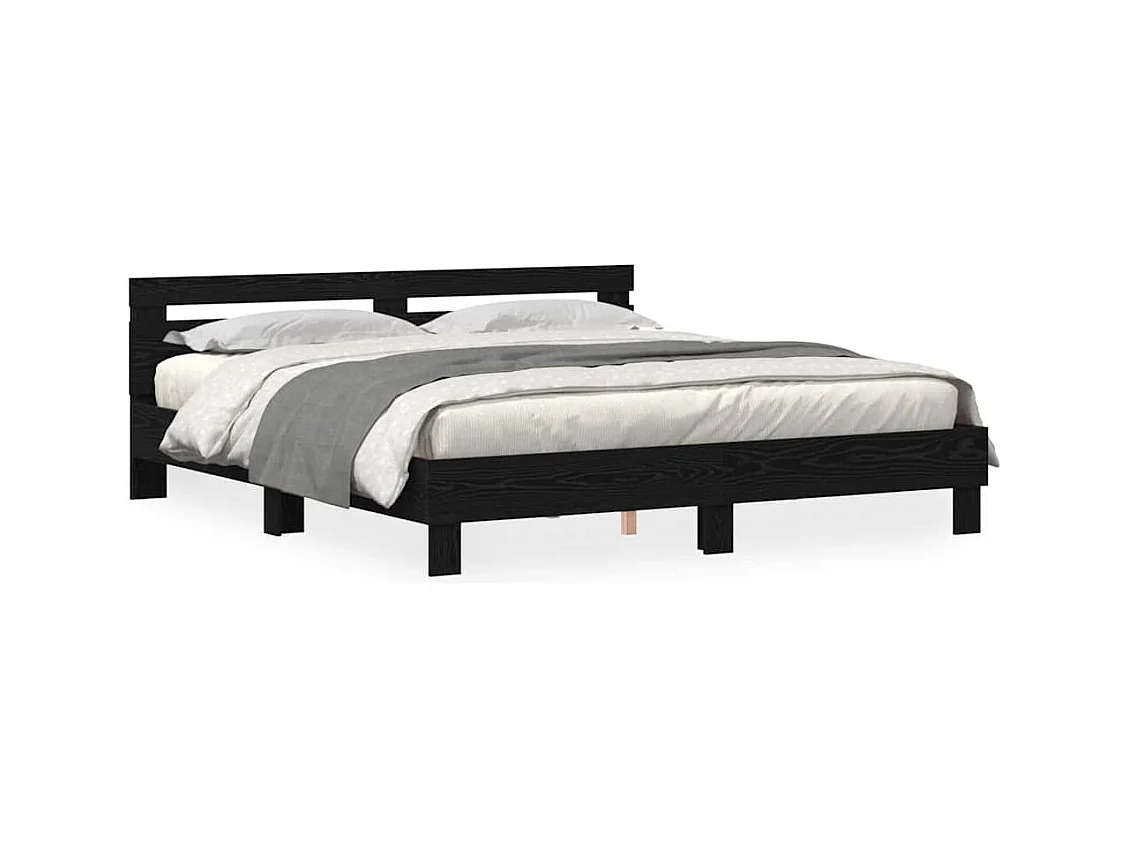 Cadre de lit Chêne noir 200 x 200 cm Bois d'ingénierie