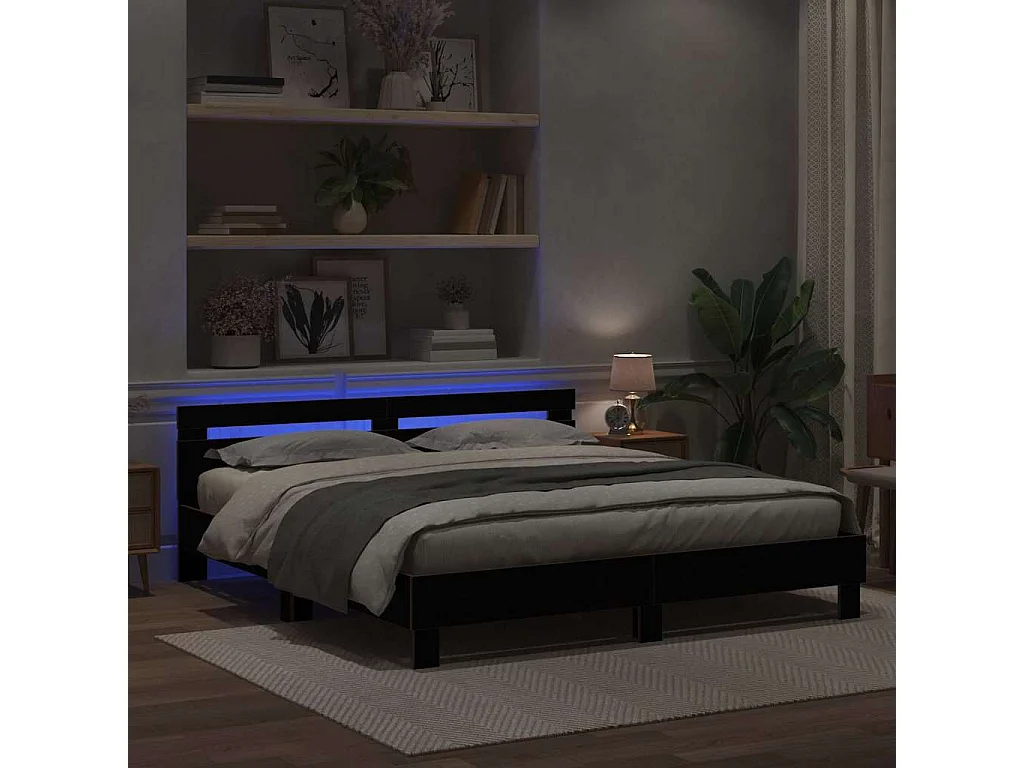 Cadre de lit Chêne noir 200 x 200 cm Bois d'ingénierie