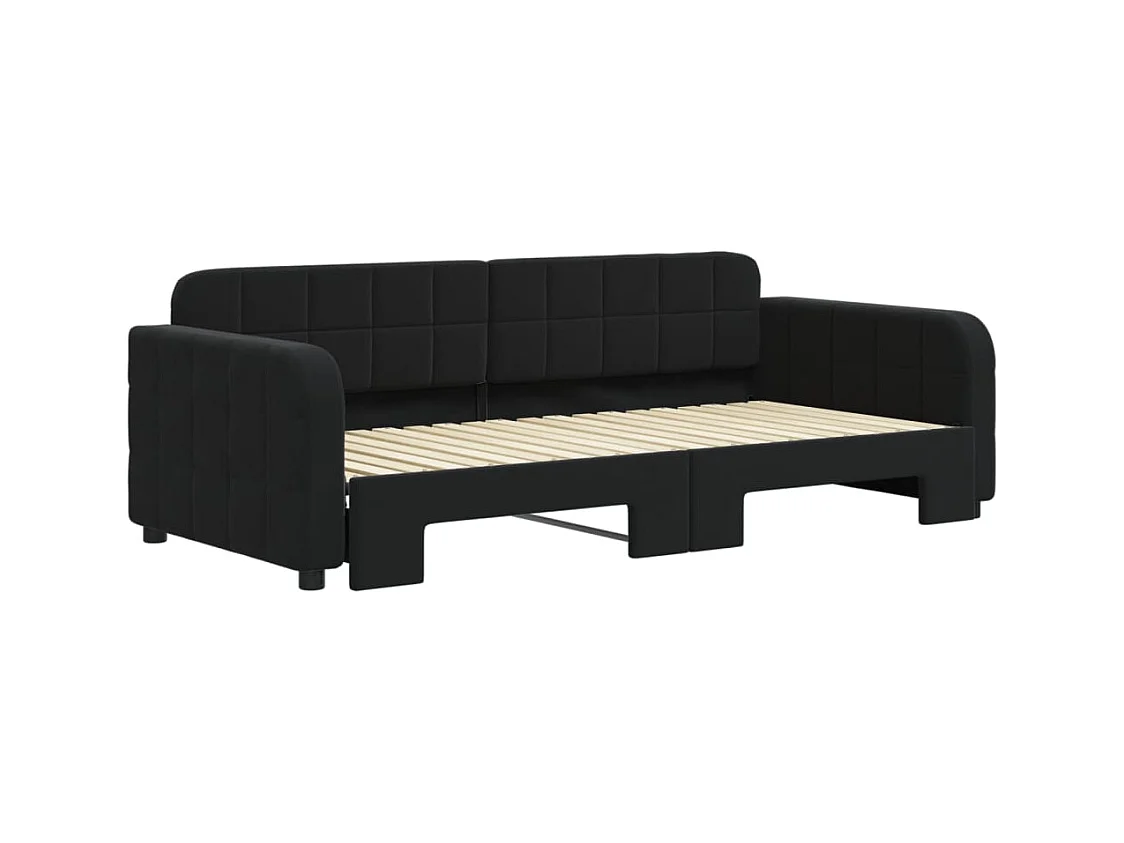 Divano letto con letto estraibile nero 90x190 cm in velluto