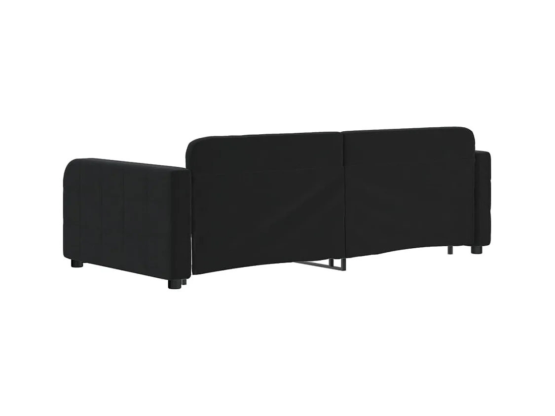 Divano letto con letto estraibile nero 90x190 cm in velluto