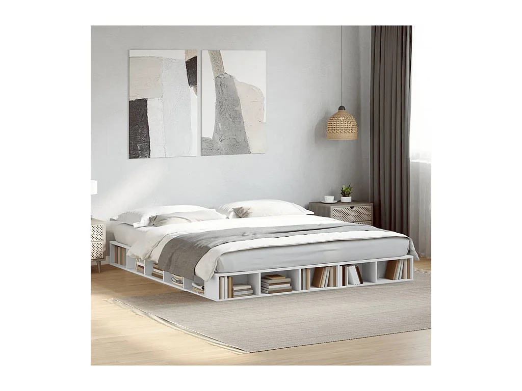 Estructura de cama sin colchón blanca 200x200 cm