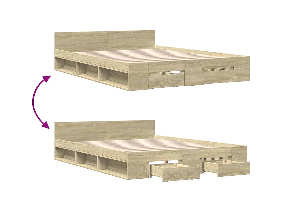 Bedframe met lades zonder matras sonoma eiken 120x200 cm