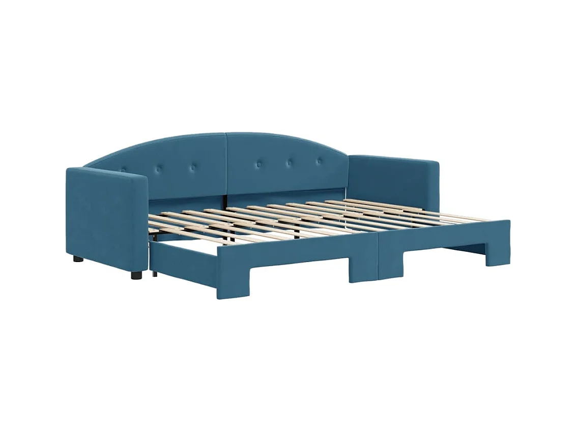 Lit de jour avec gigogne sans matelas bleu 80x200 cm