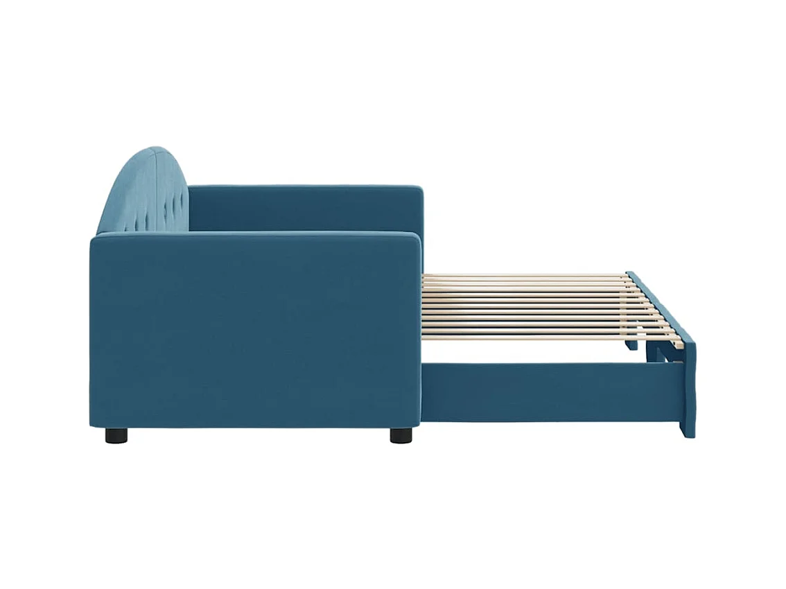 Lit de jour avec gigogne sans matelas bleu 80x200 cm