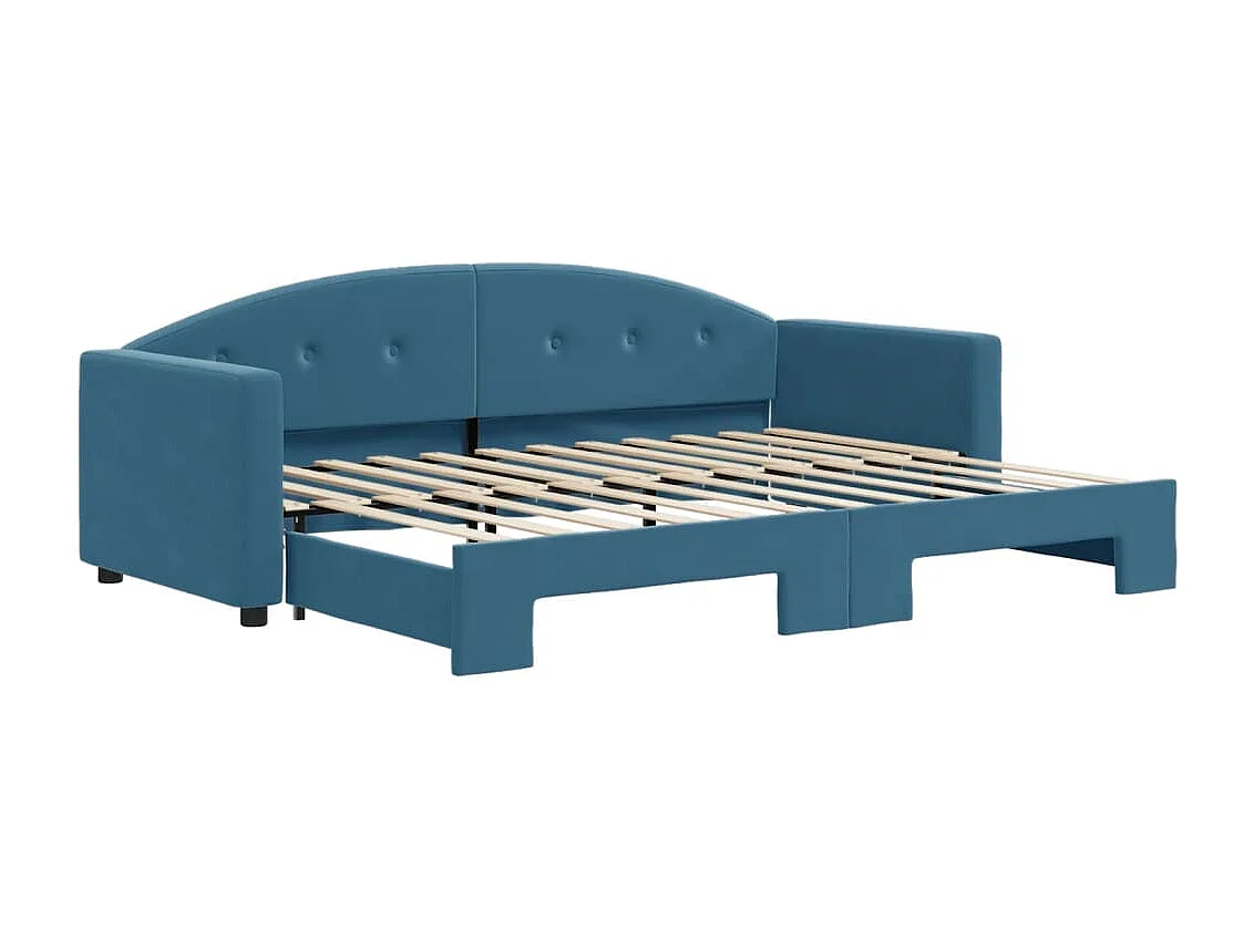 Tagesbett mit Ausziehbett ohne Matratze blau 80x200 cm