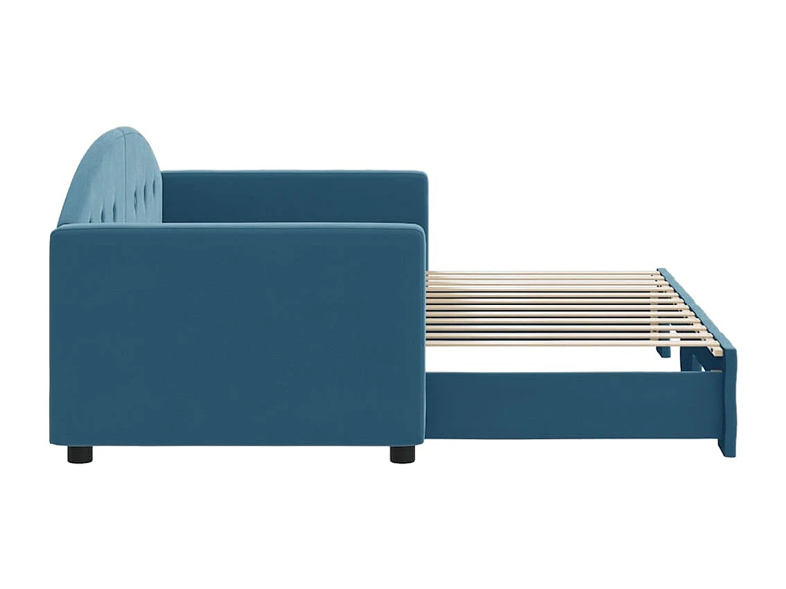 Tagesbett mit Ausziehbett ohne Matratze blau 80x200 cm