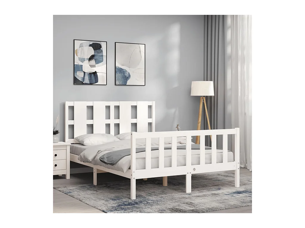 Bedframe zonder matras wit 140x200 cm massief grenenhout