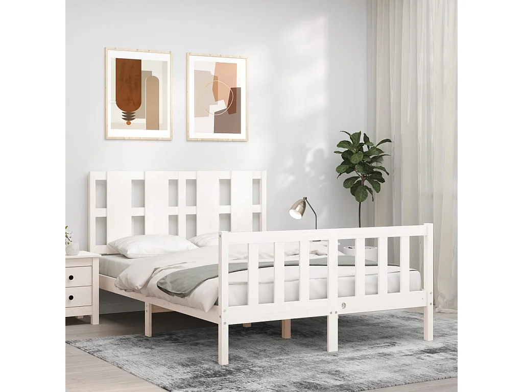 Bedframe zonder matras wit 140x200 cm massief grenenhout