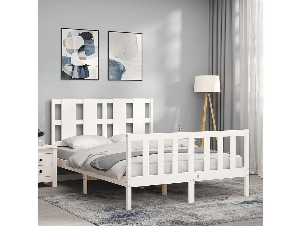 Bedframe zonder matras wit 140x200 cm massief grenenhout