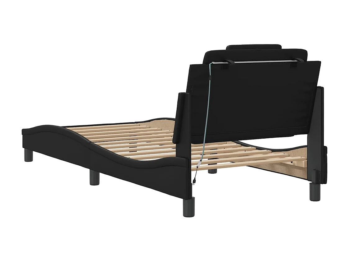 Struttura letto con LED senza materasso nero 90x190 cm