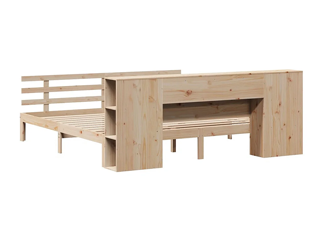 Bibliotheekbed zonder matras 200x200 cm massief grenenhout