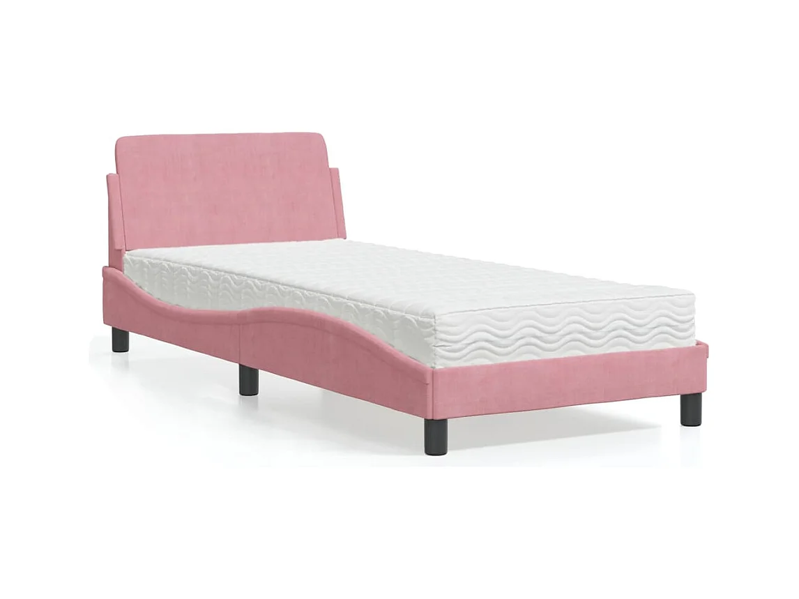 Letto con materasso rosa 90x200 cm in velluto
