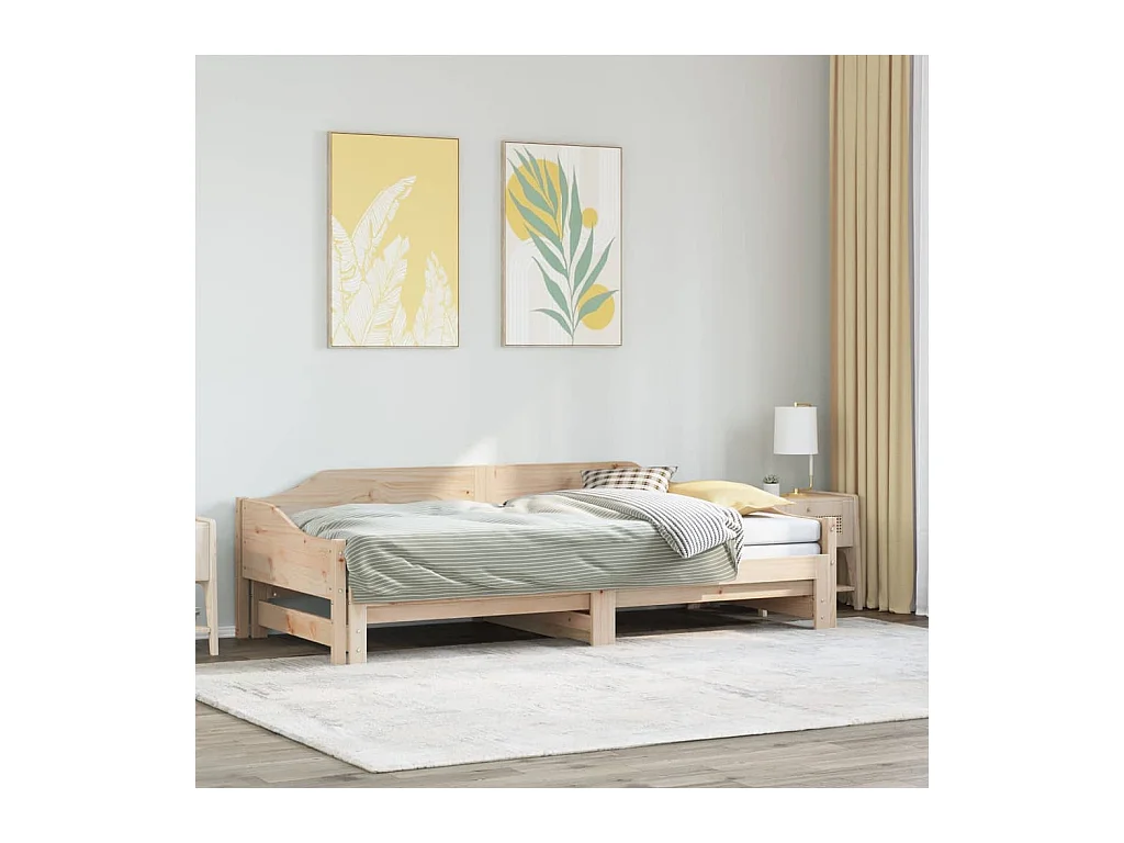 Dagbed en uitschuifbed zonder matras 80x200 cm massief hout
