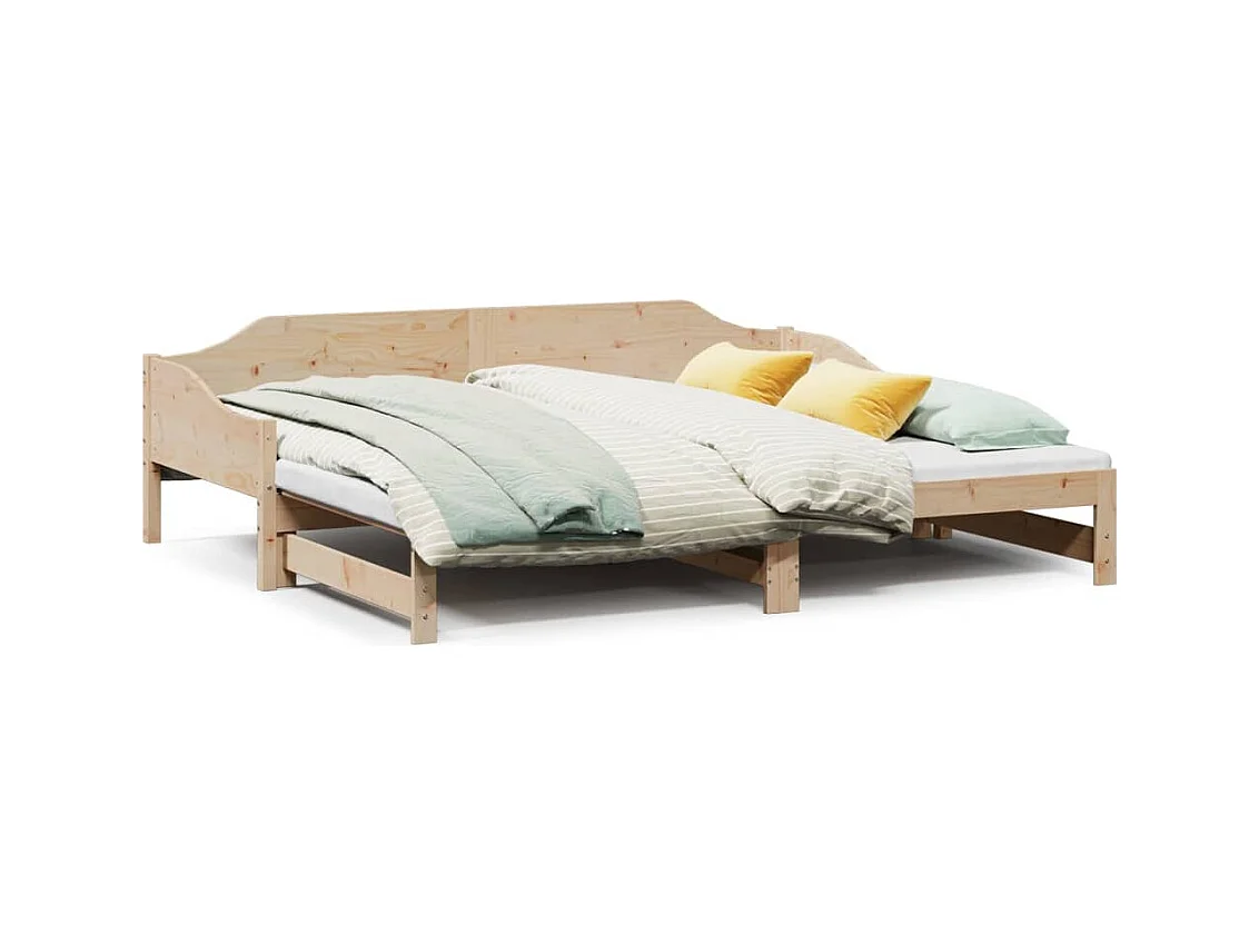 Dagbed en uitschuifbed zonder matras 80x200 cm massief hout
