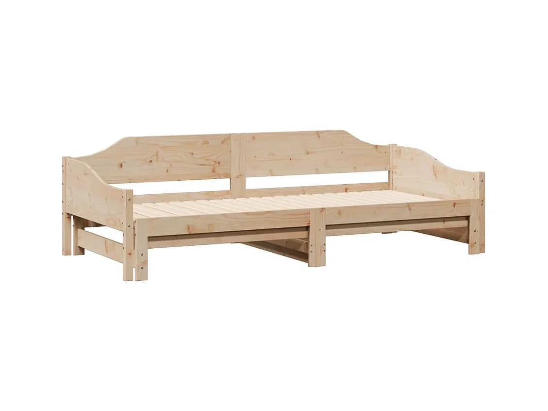 Dagbed en uitschuifbed zonder matras 80x200 cm massief hout