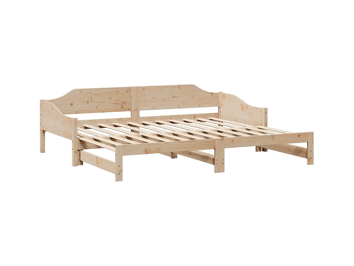Dagbed en uitschuifbed zonder matras 80x200 cm massief hout