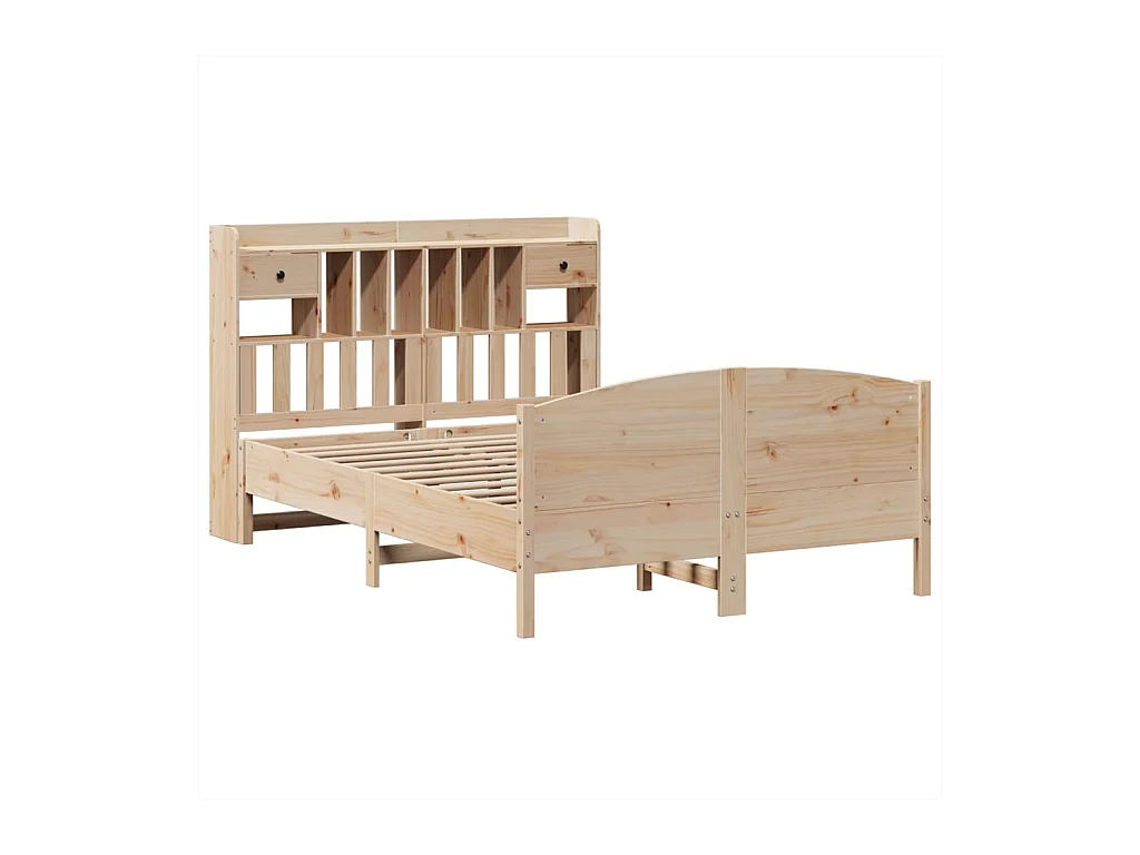 Lit bibliothèque sans matelas 160x200 cm bois massif de pin