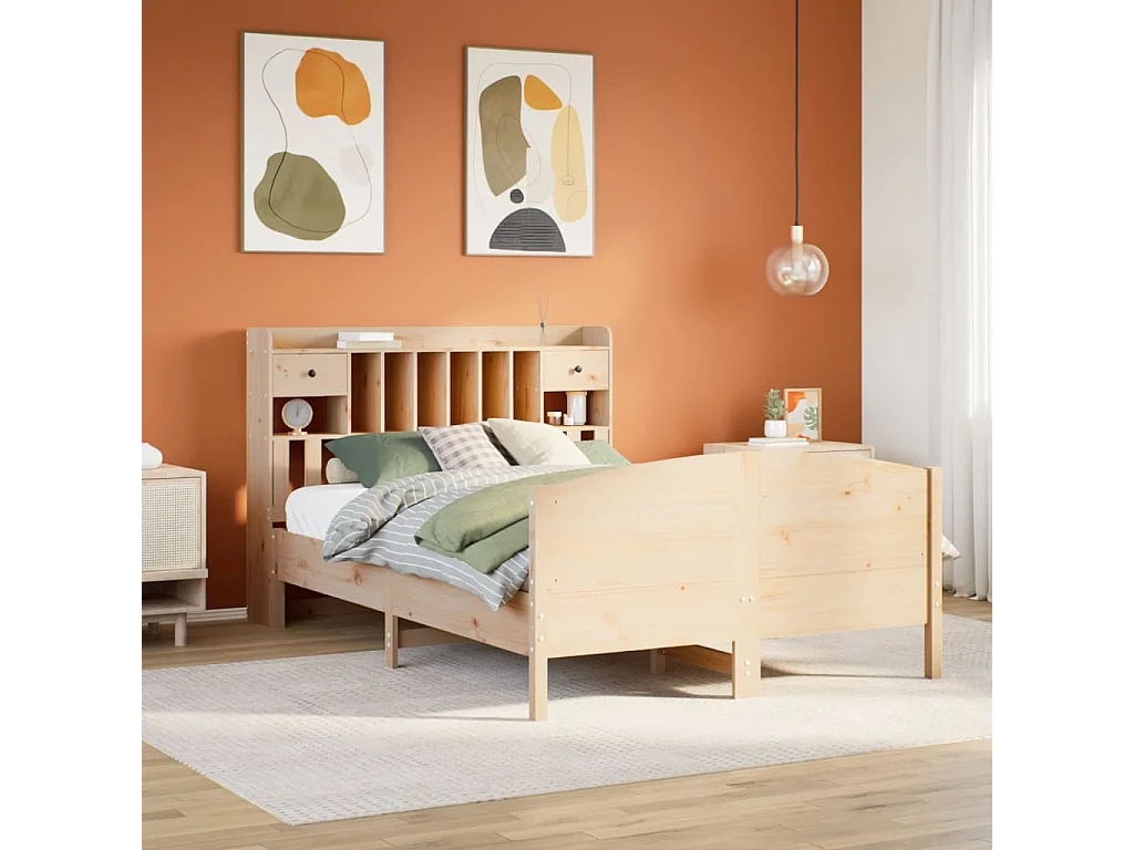Bibliotheekbed zonder matras 160x200 cm massief grenenhout