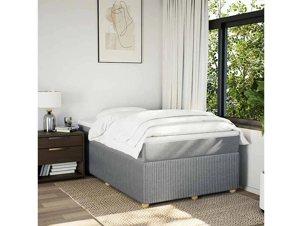 Sommier à lattes de lit et matelas gris clair 120x190 cm tissu