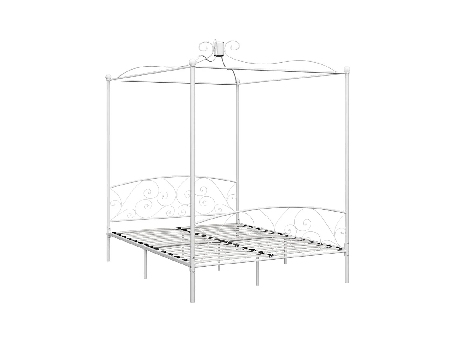 Struttura letto a baldacchino senza materasso in metallo bianco 180x200 cm