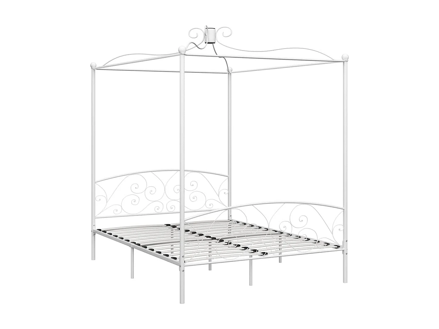 Cadre de lit à baldaquin sans matelas blanc métal 180x200 cm