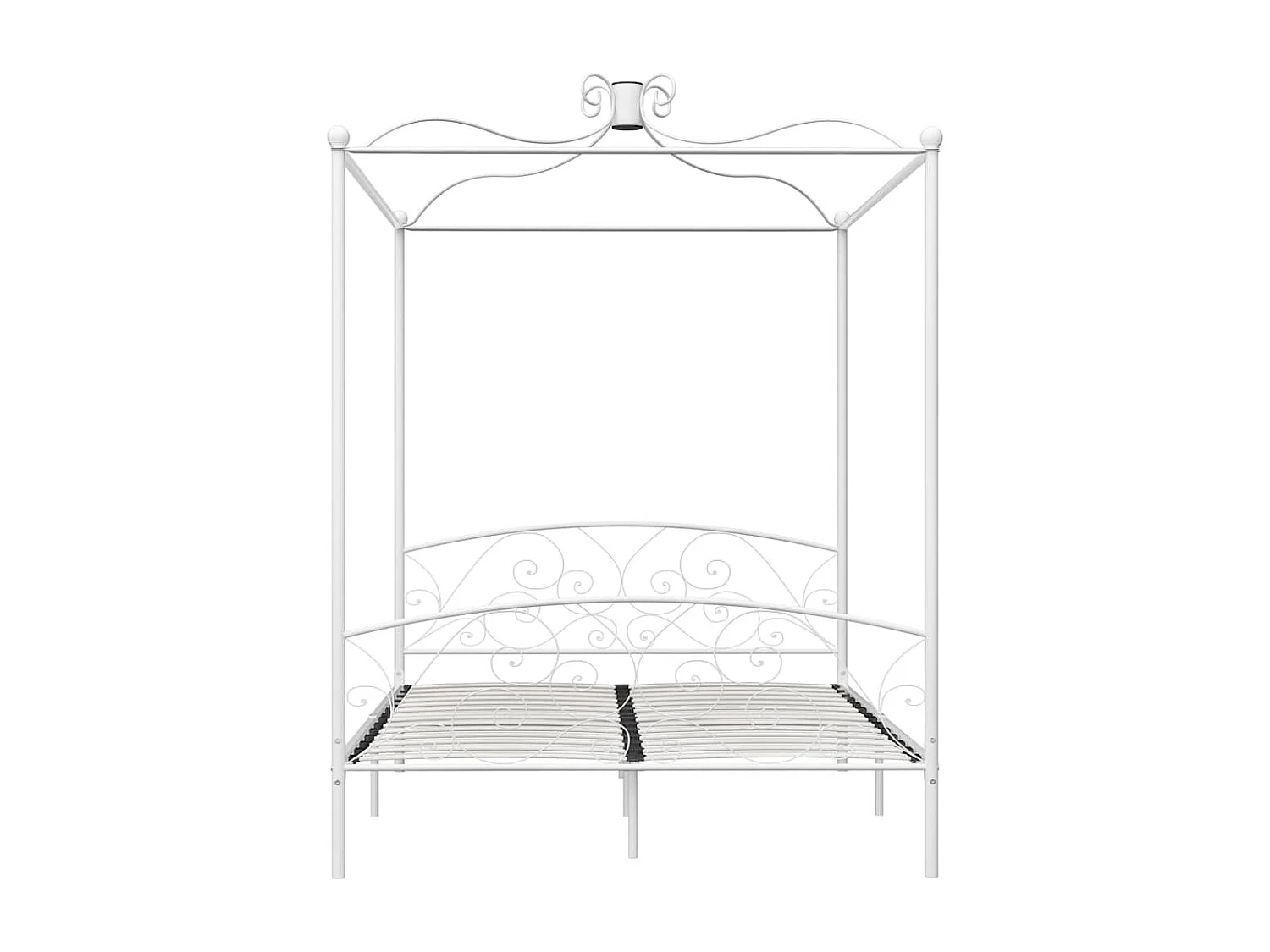 Cadre de lit à baldaquin sans matelas blanc métal 180x200 cm