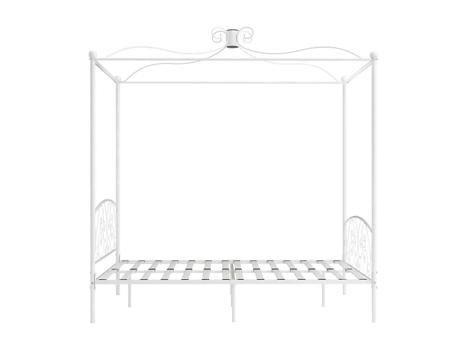 Cadre de lit à baldaquin sans matelas blanc métal 180x200 cm