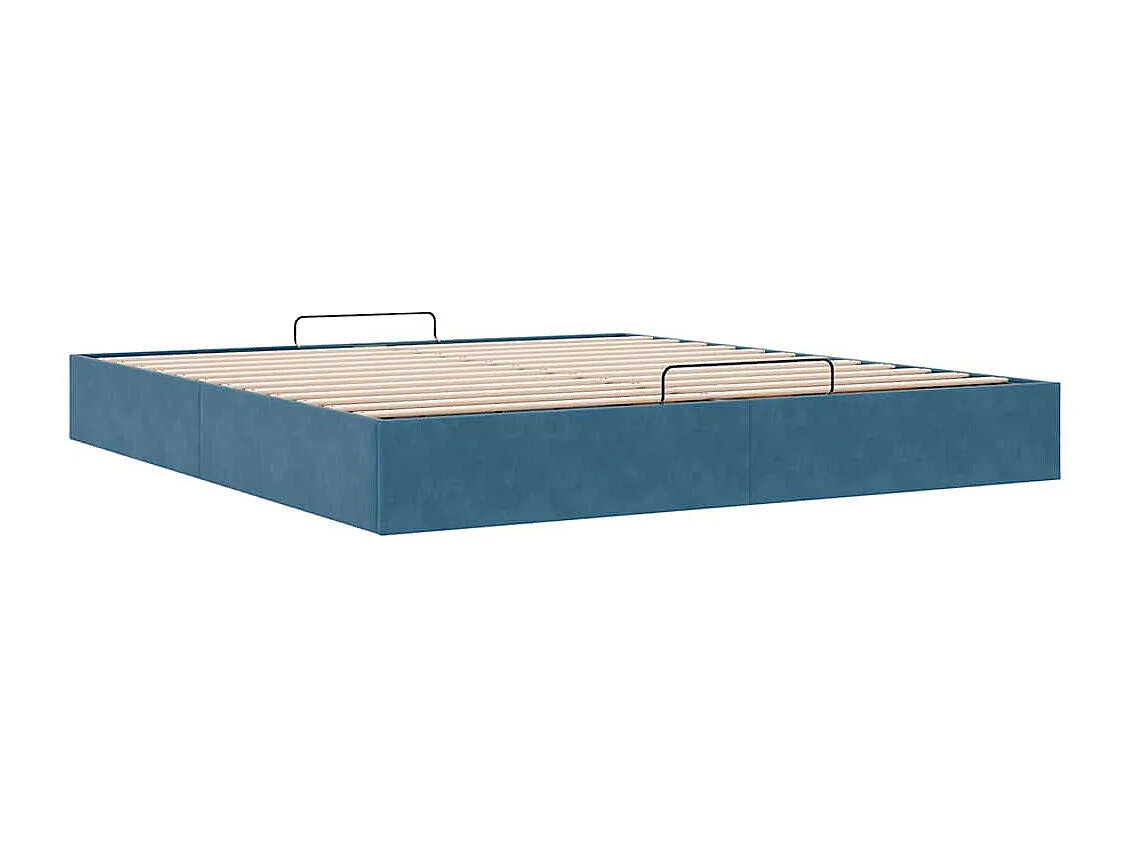 Cadre de lit ottoman sans matelas bleu foncé 160x200 cm velours