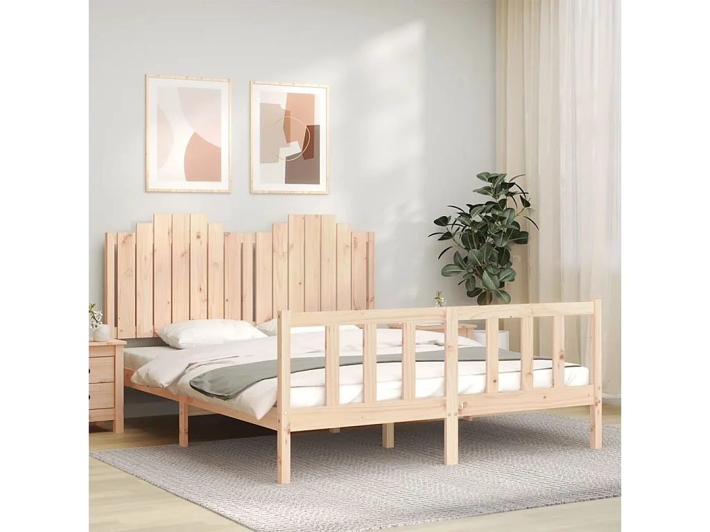 Cadre de lit sans matelas 160x200 cm bois massif de pin