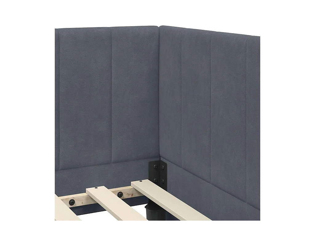 Estructura de cama esquinera gris oscuro de terciopelo de 90 x 190 cm