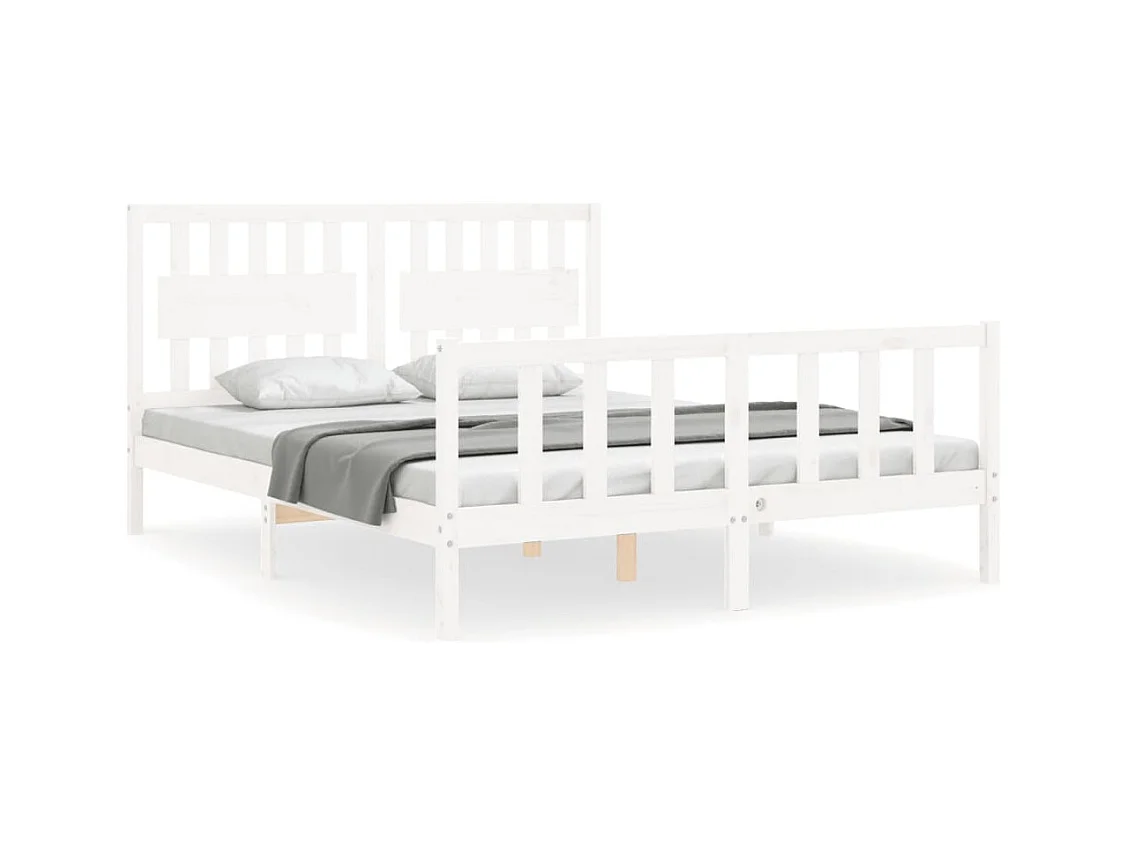 Bedframe zonder matras wit 160x200 cm massief grenenhout