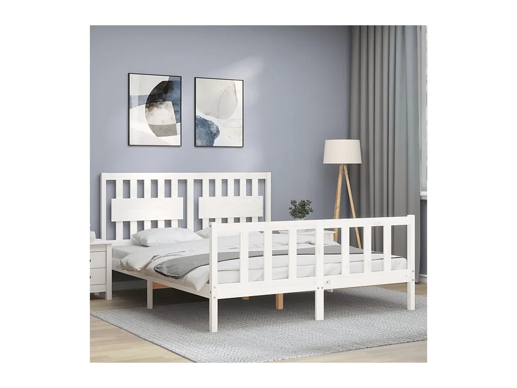 Bedframe zonder matras wit 160x200 cm massief grenenhout