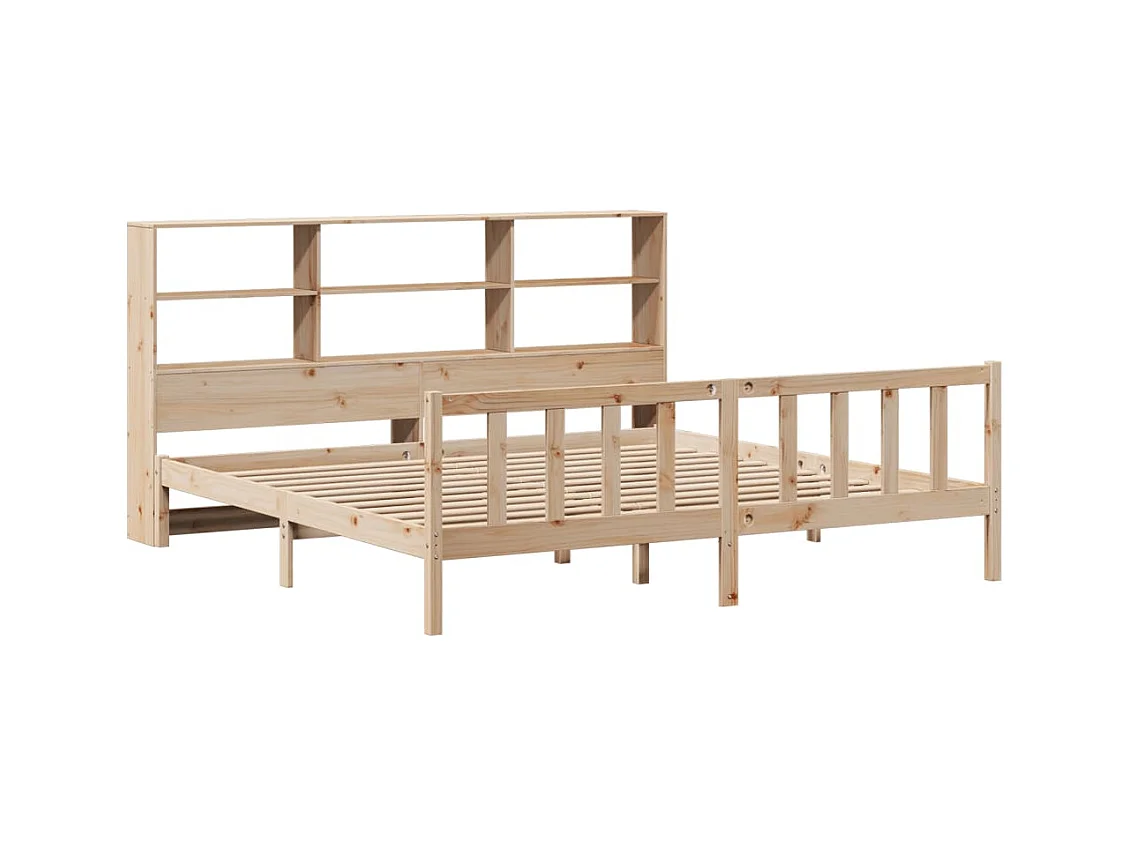 Lit bibliothèque sans matelas 180x200 cm bois massif de pin