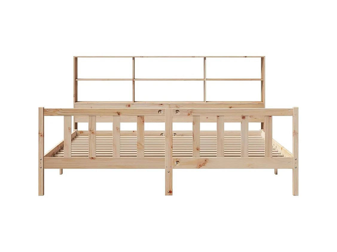 Lit bibliothèque sans matelas 180x200 cm bois massif de pin