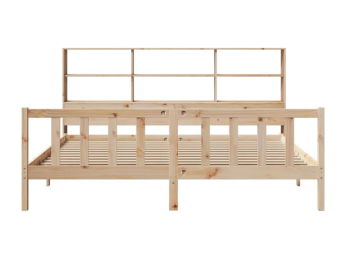 Lit bibliothèque sans matelas 180x200 cm bois massif de pin