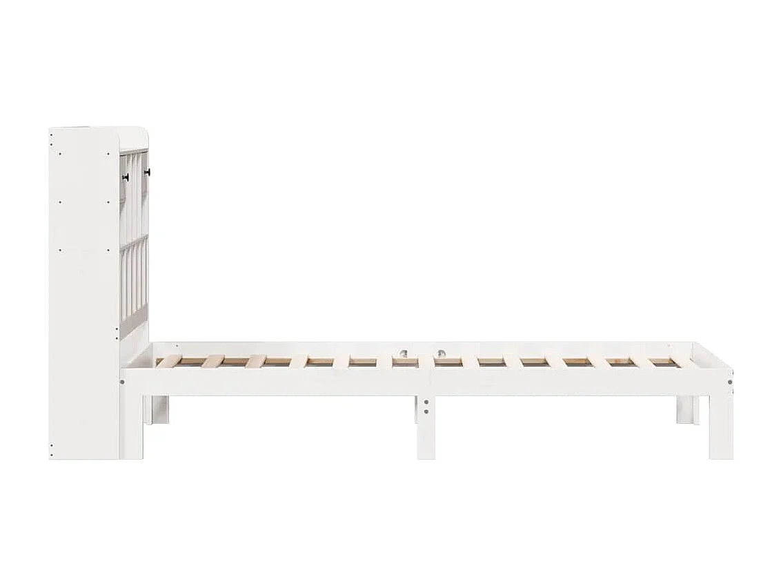 Letto libreria bianco senza materasso 90x200cm in legno massello di pino