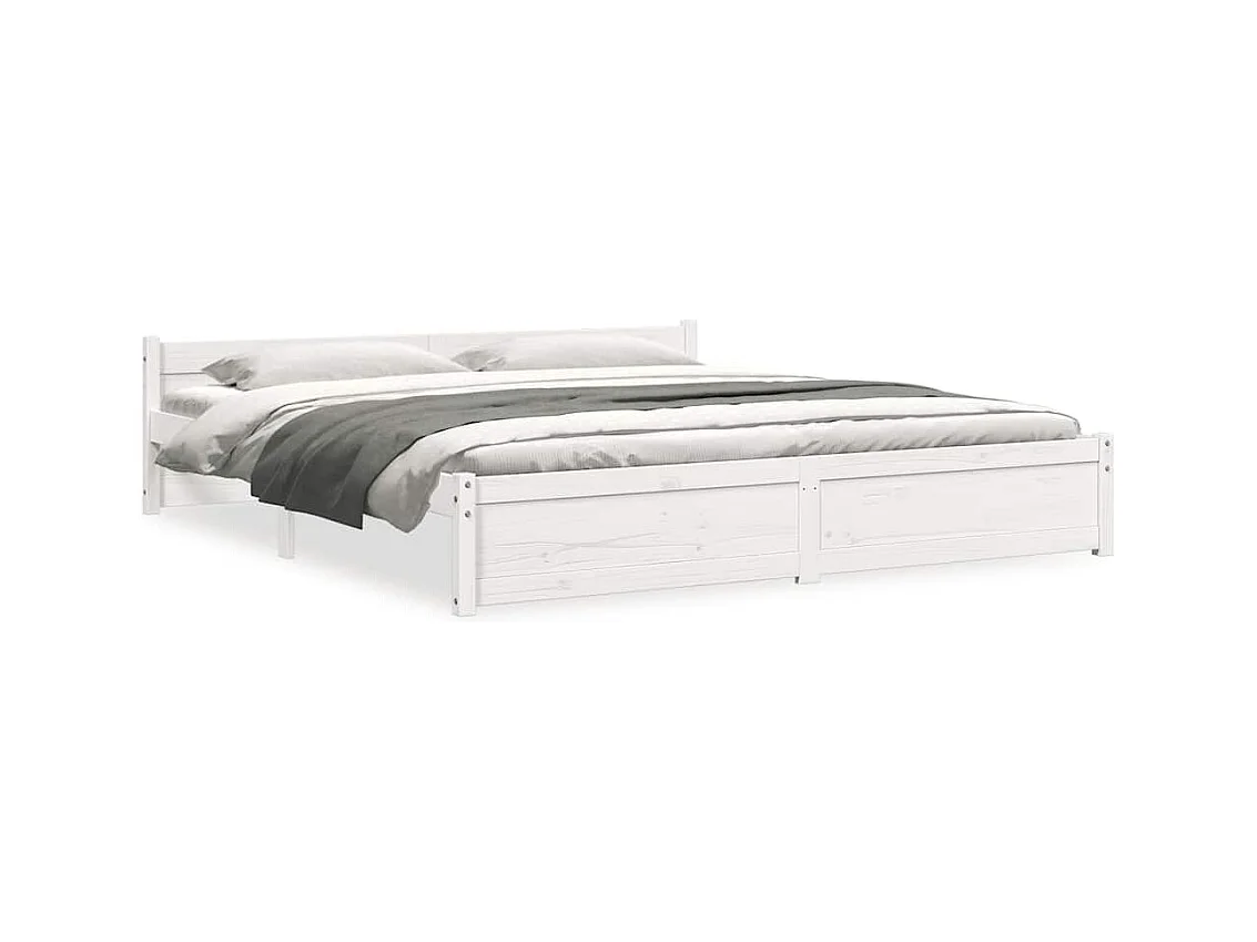 Cadre de lit sans matelas blanc bois massif 180x200 cm