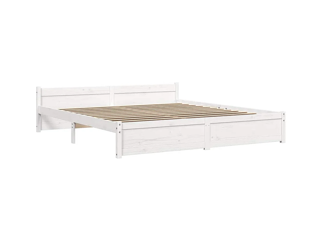 Cadre de lit sans matelas blanc bois massif 180x200 cm
