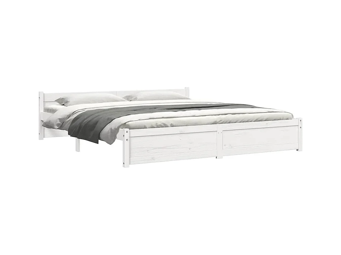 Cadre de lit sans matelas blanc bois massif 180x200 cm